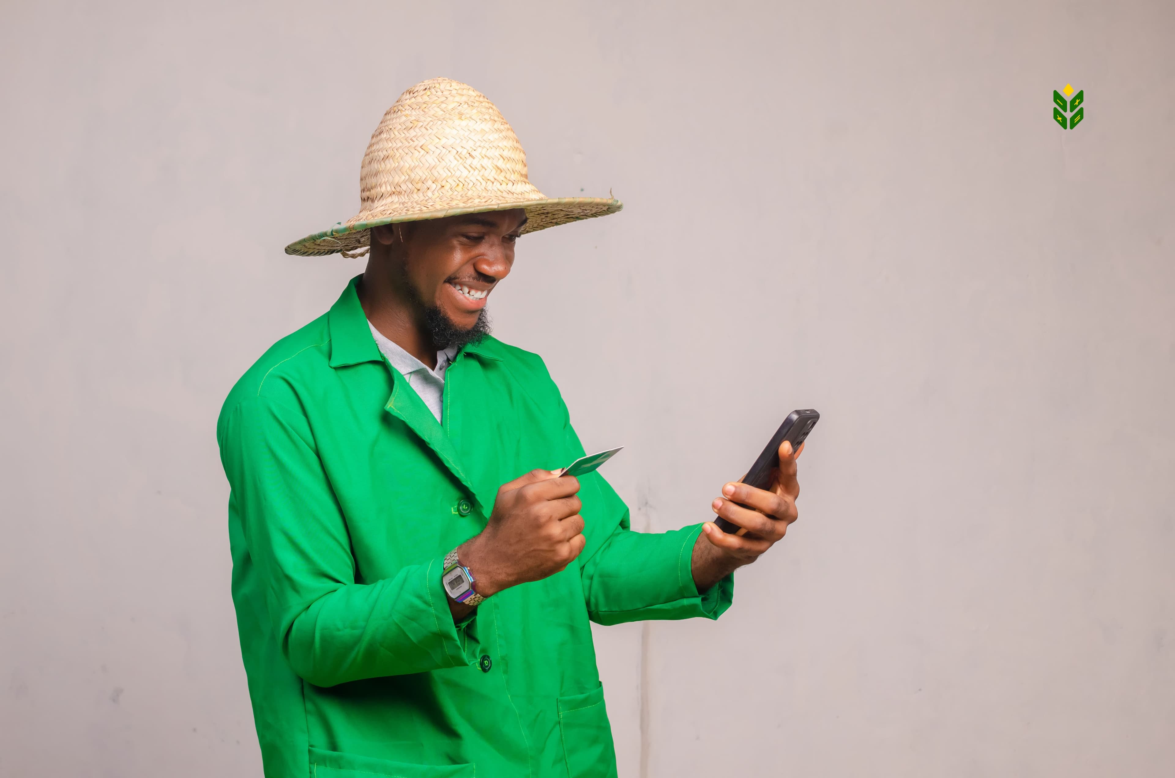 Farmer looking at phone